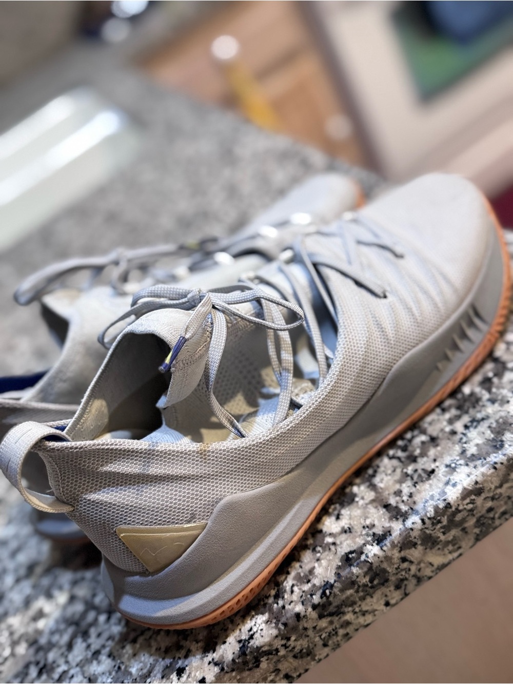 Under Armour Light Gray Mesh Training Sneakers with Gum Outsole